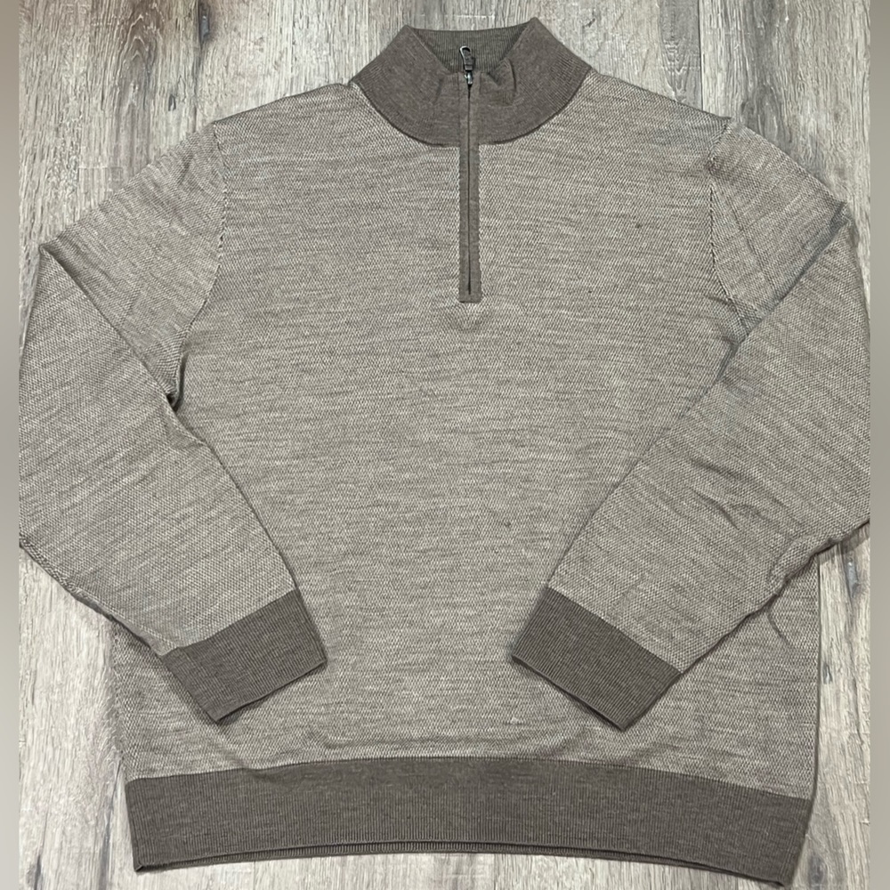 Brooks Brothers Large Extra Fine Merino 100% Wool Quarter 1/4 Zip Knit Sweater